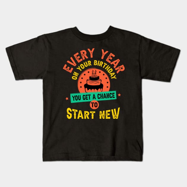 Every year on your birthday you get a chance to start new Kids T-Shirt by Parrot Designs